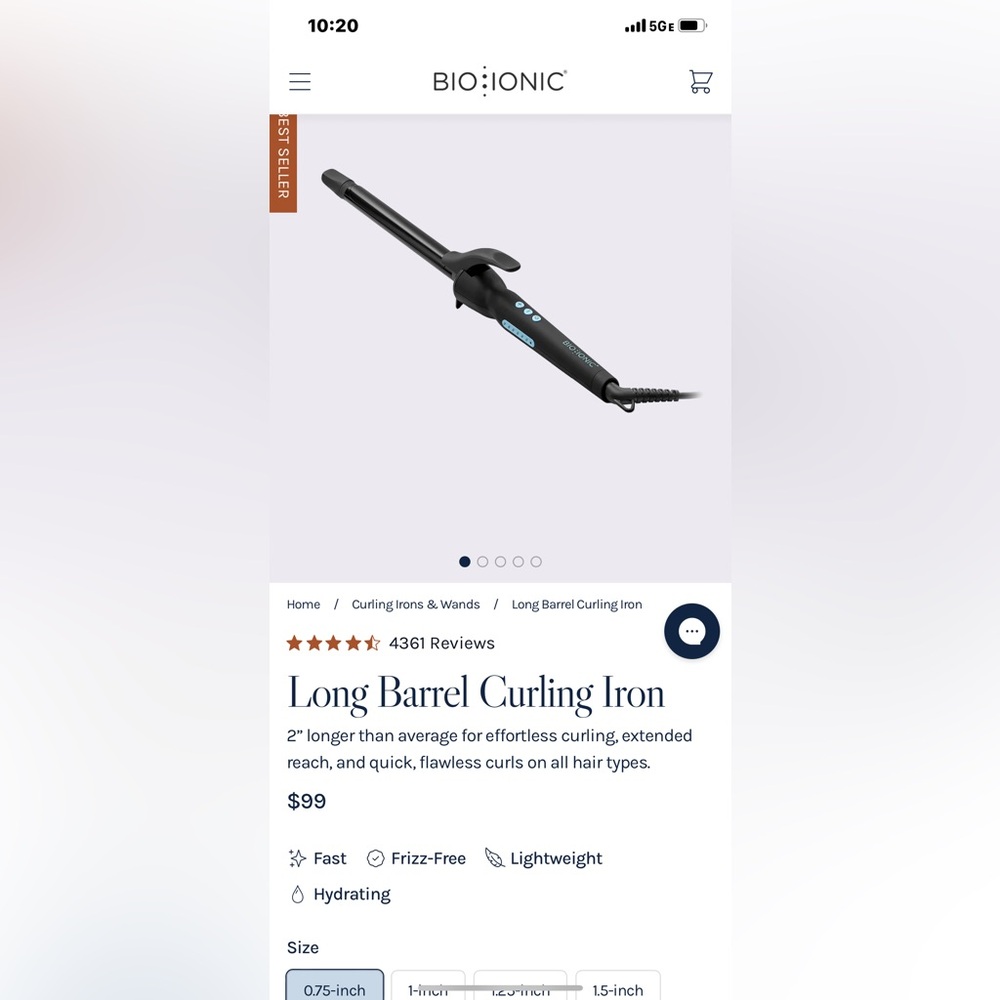 Bio Ionic Long barrel 0.75